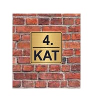 4. Kat  Yazılı Metal Yönlendirme Levhası 15x15 cm altın