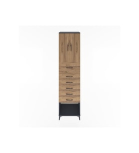 Hyperion Dolap 2 Raflı 6 Çekmeceli 2 Kapaklı 60x44x243 Antrasit-Çam