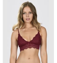 Dantelli Kaplı Balensiz Ayarlanabilir Askılı Üçgen Kesim Transparan Bralet (Lacivert, Ekru, Bordo) (Bordo)