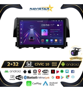 Honda Civic 2+64GB Android 13 Kablosuz Carplay 2015-2020 Navigasyon Multimedya Sistemi
