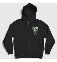 Presmono Unisex Siyah Snakes Ghost Fermuarlı Kapüşonlu Sweatshirt 52495tt