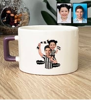 Kişiye Özel Karikatürlü Siyah Beyaz Taraftar Baba Kız Lüks Fincan Babalar Günü Hediyesi