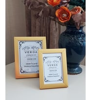 2 Li Çerçeve 10x15 cm ve 13x18 Cm Gold Fotoğraf Çerçevesi! Ahşap Ayaklı Pvc Camlı Dekoratif Çerçeve!