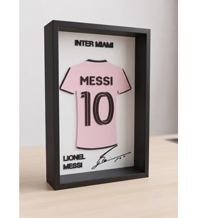 Riva Self Lionel Messi Inter Miami 3D Duvar Tablosu - 10 Numara İmzalı Dekoratif Çerçeve