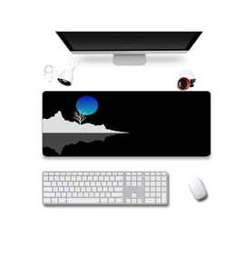SonicTouch Mavi Ay Karanlık Ufuk Gamer Oyuncu Dikişsiz Sıvı Geçirmez Klavye Mouse Pad 32x70Cm