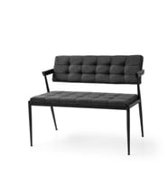 Sırtlı Bench Puf Metal Ayaklı Keten Kumaş 40x95cm (Gri)