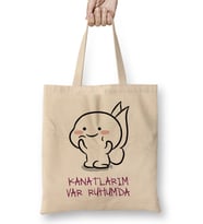 Kanatlarım Var Ruhumda Komik Bez Çanta Uzun Saplı
