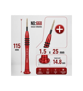 Manyetik Tornavida 1.5x25 mm Cep Telefonu ve Elektronik Tamir Aleti - Kırmızı NO:668