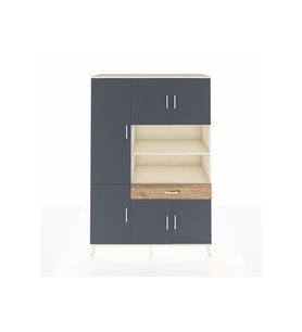 Hyperion Dolap 10 Raflı Tek Çekmeceli 6 Kapaklı 132x44x195 Aytaşı-Antrasit/Çam
