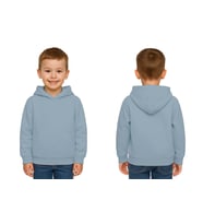Unisex Düz Baskısız Çocuk Sweatshirt Kapüşonlu 3 İplik Şardonlu Kumaş (Mavi)