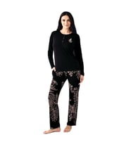 Arnetta Modal Pamuk Büyük Beden Bayan Pijama Takım (Siyah)
