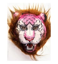 Mey İthalat® Kahverengi Saçlı Pembe Yüz Kurt Maske Kaplan Maske Mega Peluş 26 No