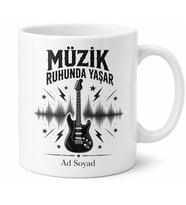 Rock Müzik Elektro Gitar Riff Konser Temalı Baskılı Porselen Kupa Bardak Hediye
