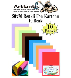 Fon Kartonu 10 Lu 50x70 Cm 10 Paket Arlantis 10 Renk Fon Kartonu 50*70 Okul Sınıf Kreş Anasınıfı