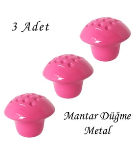 3 Adet Pembe Noktalı Mantar Düğme Kulp Çocuk Bebek Mobilya Çekmece Dolap Kapak Kulbu Metal Kulp Aksesuarları Vidalı