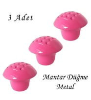 3 Adet Pembe Noktalı Mantar Düğme Kulp Çocuk Bebek Mobilya Çekmece Dolap Kapak Kulbu Metal Kulp Aksesuarları Vidalı