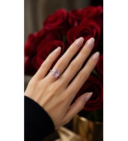 925 Ayar Gümüş Pembe Işıltılı Oval Kesim (Ice Cut) Taşlı Yüzük