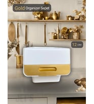 Tekli Beyaz-Gold Tekerlekli Patateslik Soğanlık Oyuncak Kutusu Patates Soğan Sepeti Sebzelik 12 Lt