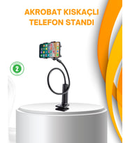 Esnek Gövdeli Mandallı Masaüstü Telefon Tutucu
