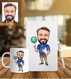 Kişiye Özel Öğretmen Tasarımlı Karikatür Defter Kalem Kupa Set 52