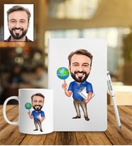 Kişiye Özel Öğretmen Tasarımlı Karikatür Defter Kalem Kupa Set 52
