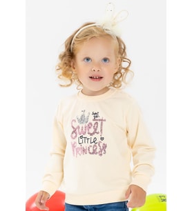 Breeze Kız Çocuk Sweatshirt Nakışlı Pullu 1-4 Yaş, Krem