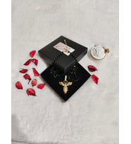 Zirkon Taşlı Kul Model Siyah Pirinç Gold Renk