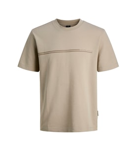 JACK JONES Erkek Kabartma Yazı Desenli Tişört 12289936 (Bej)