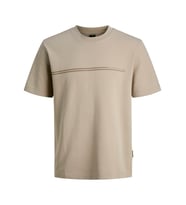 JACK JONES Erkek Kabartma Yazı Desenli Tişört 12289936 (Bej)