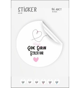 İçinde Çok Şirin Şeyler Var Etiketi 96 Adet 3x3cm