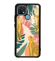 Oppo A15 - A15s Uyumlu Çiçekli Leopar Tasarımlı Glossy Telefon Kılıfı