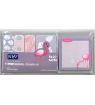 KRAF 2217FL FLAMINGO YAPIŞKANLI NOT KAĞIDI 1 SET  5 x20/ 100 YP.