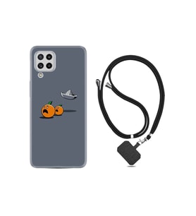 Samsung Galaxy M22 Kılıf Desenli Silikon Boyun Askılı Orange Escape 1374