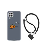 Samsung Galaxy M22 Kılıf Desenli Silikon Boyun Askılı Orange Escape 1374