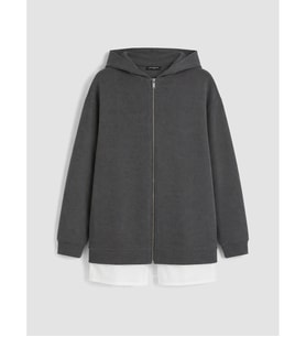 LCW EVERYDAY Antrasit Kapüşonlu Oversize Kadın Hırka
