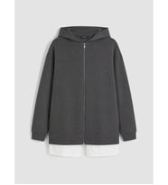LCW EVERYDAY Antrasit Kapüşonlu Oversize Kadın Hırka