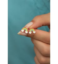 925 Ayar Gümüş Minimal Mineli Gökkuşağı Küpe
