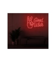Good Vibes Yazılı ve Şekilli Neon Tabela