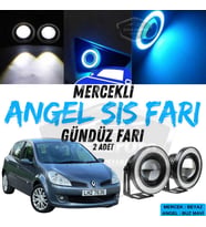 Renault Clio 3 2005-2013 Uyumlu Mercekli Angel Sis Farı Metal 76 mm Buz Mavi Halkalı Gündüz Farı