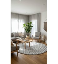 Dream Soft Yuvarlak Gri Desenli Yumuşak Yüzeyli Kaymaz Makinede Yıkanabilir Halı