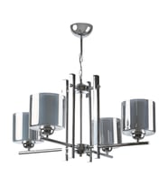 Retro Krom Modern Füme Çift Camlı 4 lü Dekoratif Rustik Sarkıt Avize