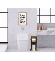 BK Home Doğal Masif Ahşap Tuvalet Kağıtlığı ve Dekoratif Retro Ahşap Tablo Seti-1 (Beyaz)