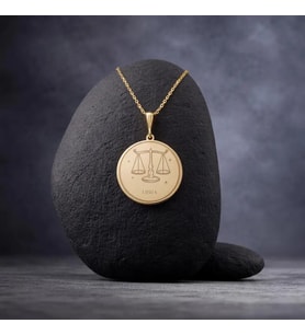 Kişiye Özel 925 Ayar Gümüş Tasarım Terazi Burcu Kolye (Gold)