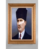 Altın Varaklı Çerçeveli Paspartulu Atatürk Tablo a114 (Gold)