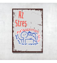 Az Stres Eğlenceli Yazılı Ahşap MDF Tabela - 20x28 cm Retro Tasarım Duvar Panosu