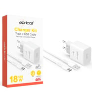 18W USB Hızlı Şarj Adaptörü ve USB-A to Type-C Kablo Seti Beyaz