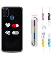 Samsung M21 M22 M23 M30 M31S M32 Kılıf Kablo Koruma Spiral Silikon Love Brain 1722