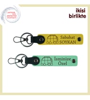 Karavanla Hayat Bulan İlişkiler İçin Kişisel Anahtarlık 2’li Set, İsim Yazılabilir, Sarı-Açık Yeşil