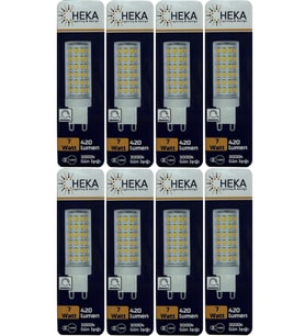 (8 Adet) Heka 7W (49W) 3000K (Gün Işığı) G9 Duylu Dim Edilebilir Led Kapsül Ampul