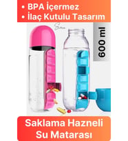 Pratik İlaç Kutusu Su Matara Sızdırmaz Akıtmaz Şişe Spor Suluk Hazneli Fonksiyonel Kolay Taşınabilir